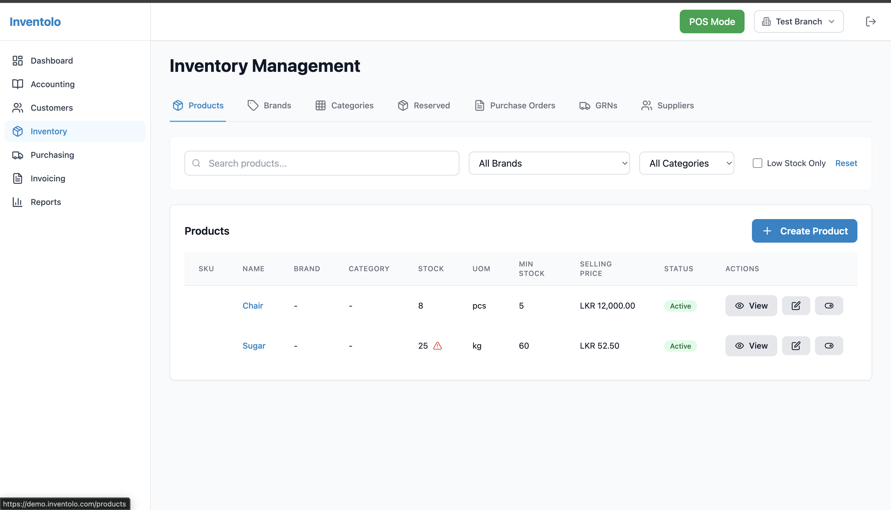 Real-time inventory dashboard