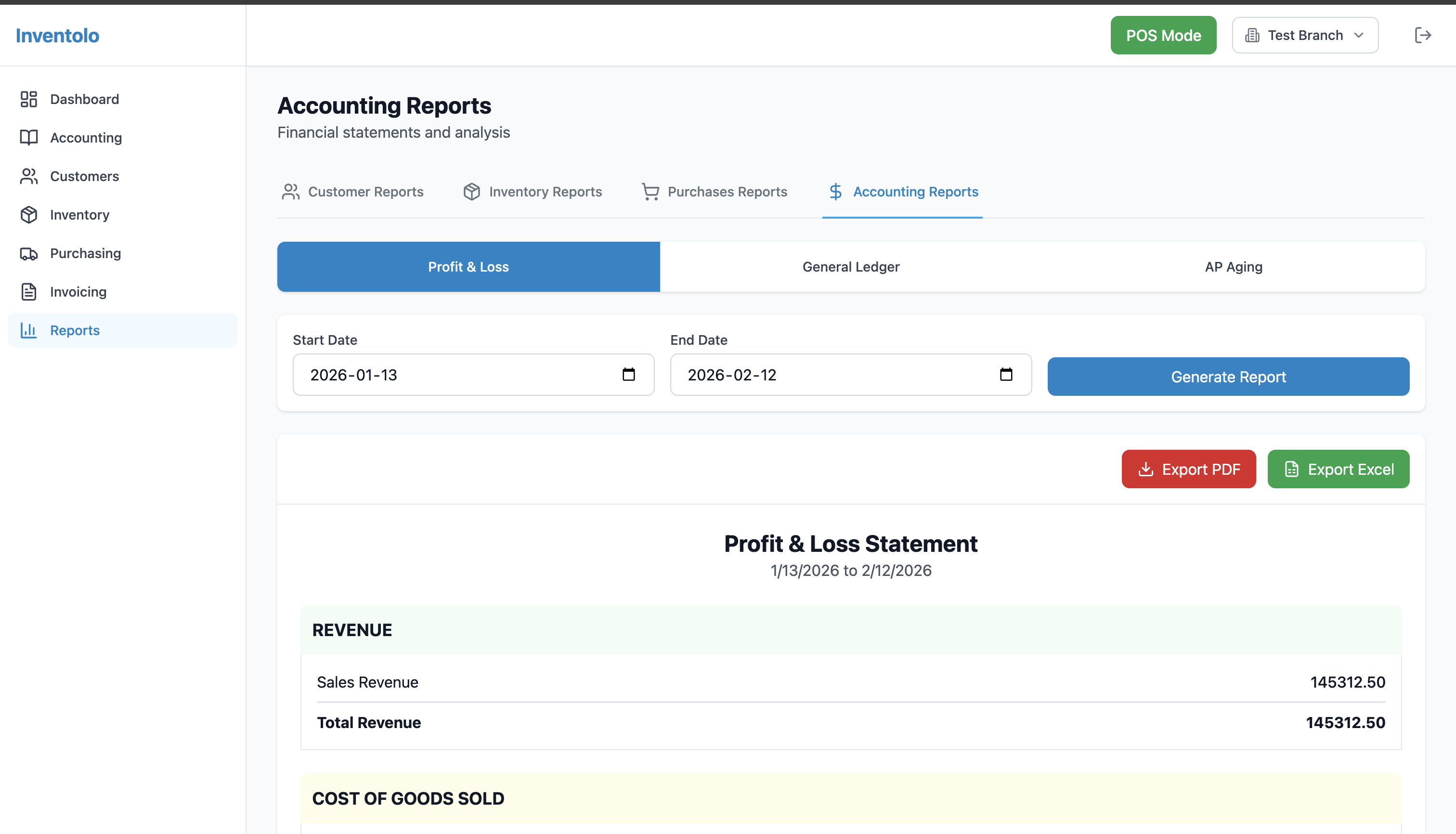 Sales reports and analytics